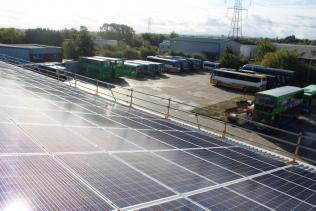 Solar panels on a warehouse roof