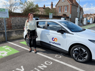 An electric car and charging point as part of a car club